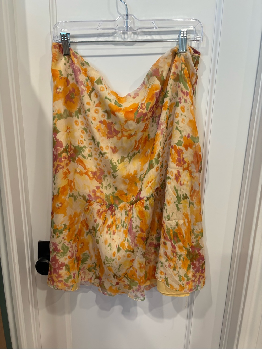 Vintage Nipon Boutique Yellow Floral Silk Skirt